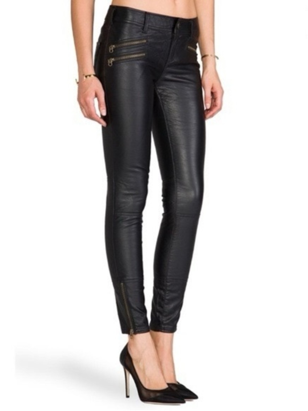 Free People Faux Leather Skinny Moto Pant - Black